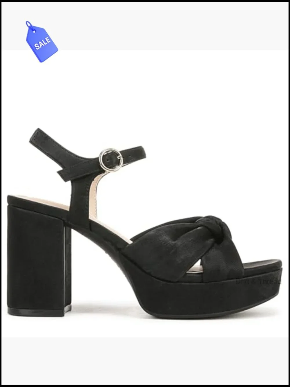 Women's Platform Heeled Sandal with Knotted Detail - Block Heel Open Toe